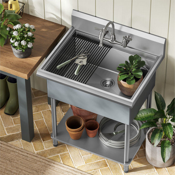 KRAUS Kore 18-Gauge Workstation Stainless Steel Single Bowl Commercial Utility Laundry Sink for Wall Mount Faucet added by Paulina Canini