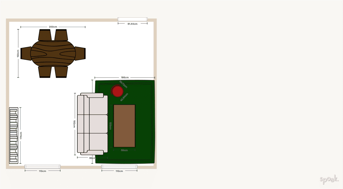 Living + Dining Room Layout designed by Ulrik Aakre