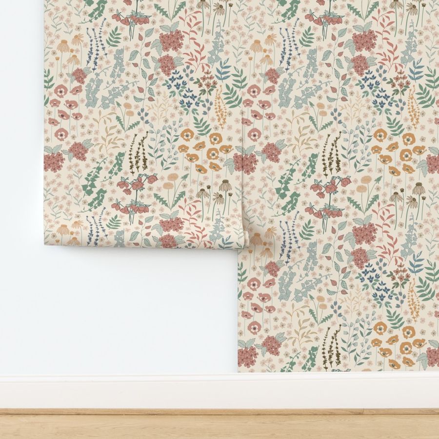 Flower Meadow Pastel - Wildflowers - Wallpaper | Spoonflower added by Samantha Grifone