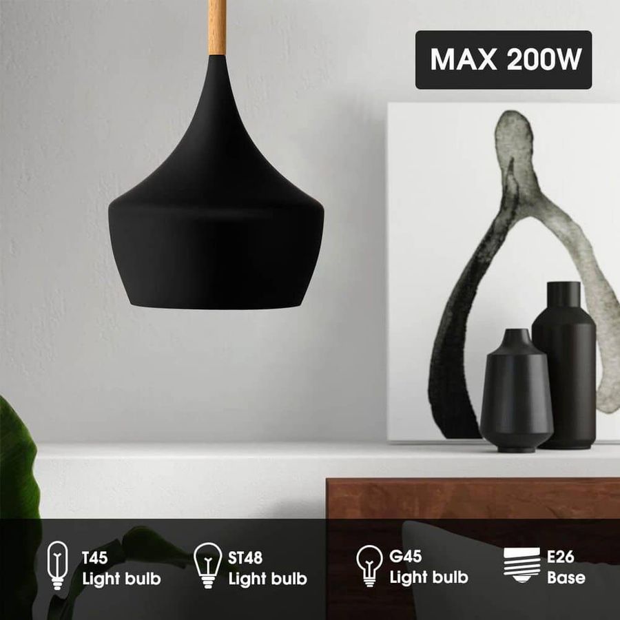 YANSUN 1-Light Industrial Farmhouse Hanging Kitchen Black Pendant Ceiling Light with Metal Dome Shade H-DZ006N1 - The Home Depot added by Kate Francis