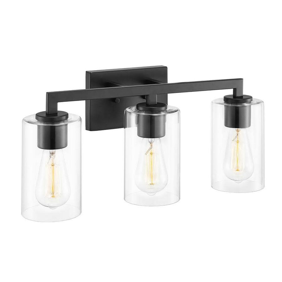 KAWOTI 20.75 in. 3-Light Matte Black Vanity Light with Clear Glass Shade 21220 - The Home Depot added by Molly Smith