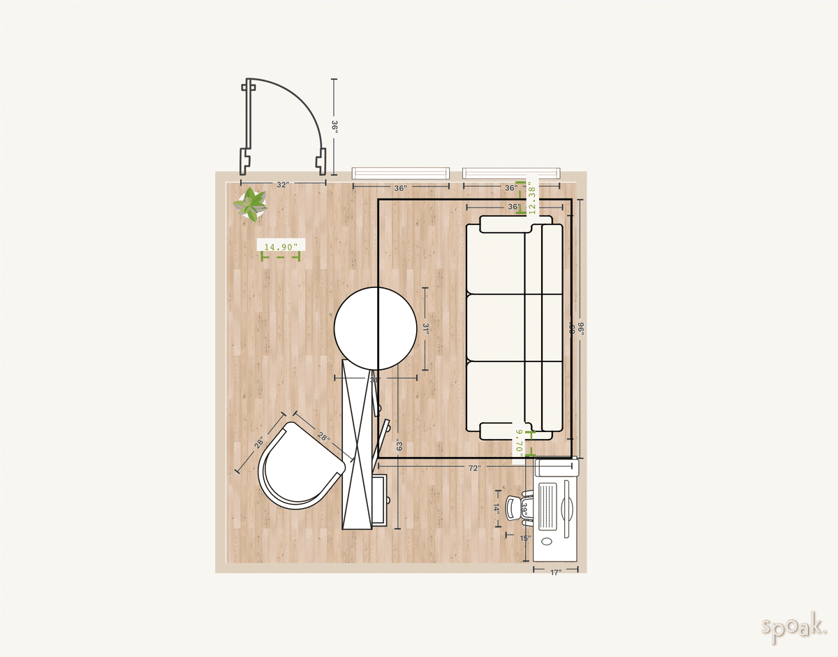 Square Great Room Plan designed by Jessica Villa