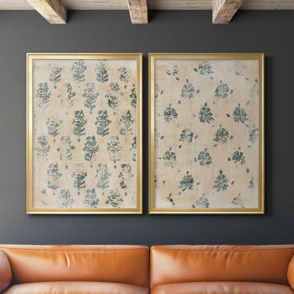 Vintage Blockprint I Framed On Canvas 2 Pieces Print added by Kate McKay Designs
