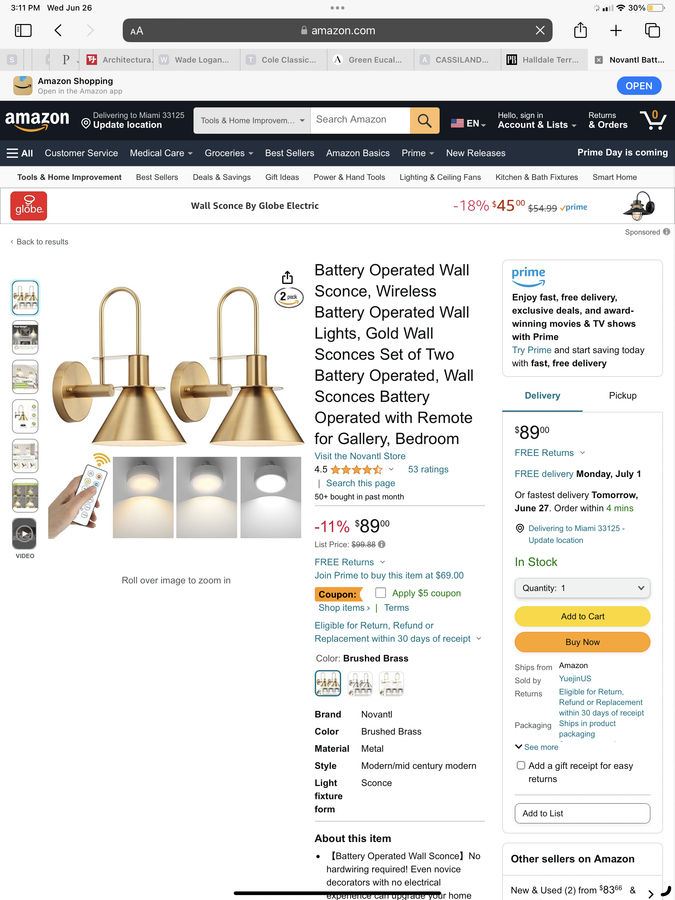 Sconces added by Leydi Ortega