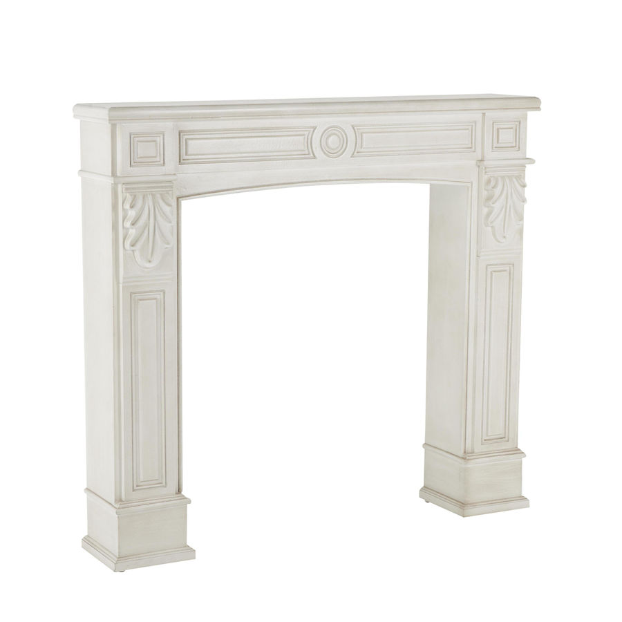 One Allium Way® Cole And Grey Wooden Freestanding Fireplace Mantle With Leaf Accents | Wayfair added by Cassandra Kirkpatrick