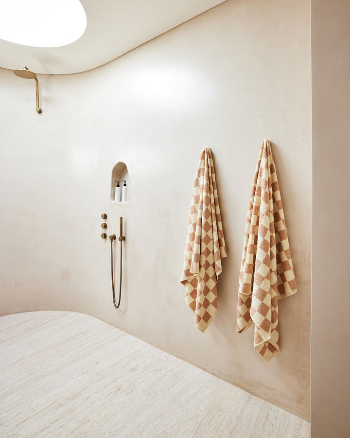 Limoncello & Terracotta Check 100% French Flax Linen Terry Bath Towel added by Sophie Ryan-Wood