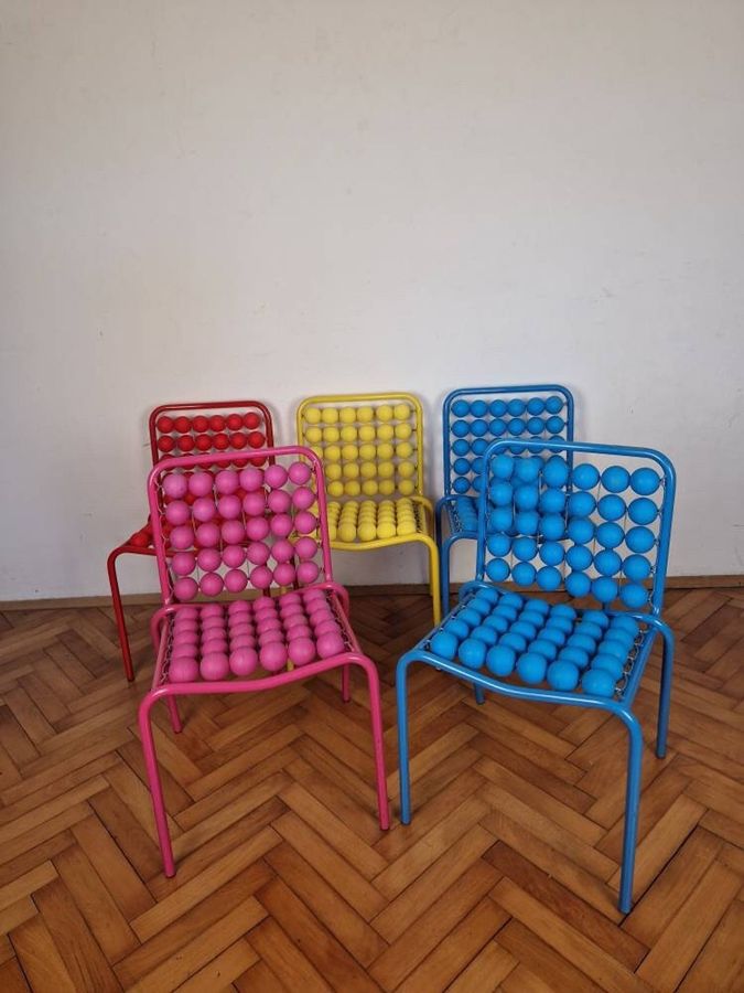 1 of 5 Vintage Children's Chairs / Pop Art Kids Chairs / Space Age Chairs / Plastic Balls / Mid Century Modern Small Colorful Chairs / 1980s - Etsy added by Carla Gonçalves