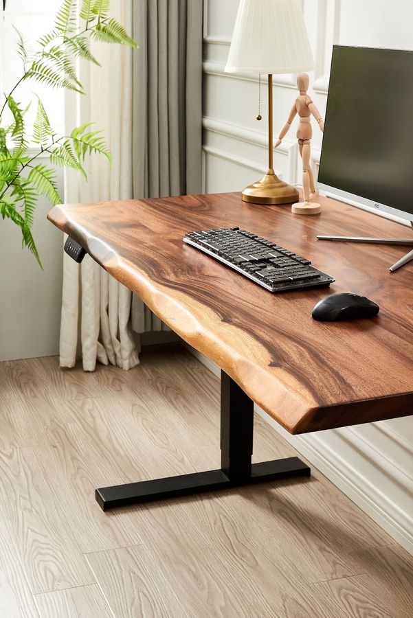 Desk Black Frame, Standing Desk, Desk, Tropical Hardwood, Stand-up Desk, Live Edge Desk, Adjustable Standing Desk, Desk With Storage - Etsy added by Eleanor Mills