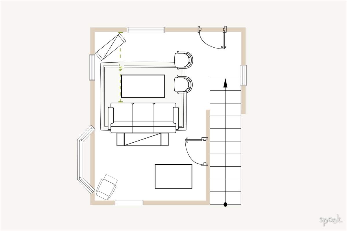 Large Family Room Floor Plan designed by Sydney Edwards
