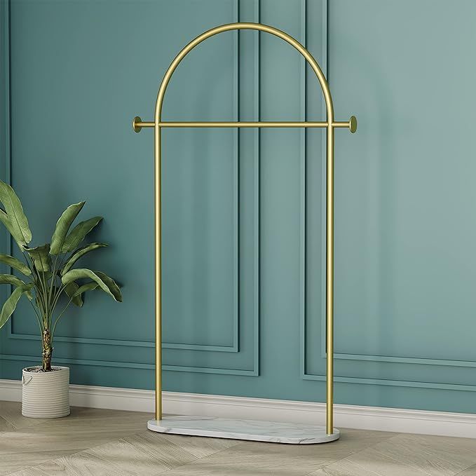 Gold Clothing Rack, Modern Clothes Rack with Marble Base, Heavy-duty Coat Racks Freestanding for Boutiques, Can Hang Jacket Garment, Hat, Scarf, Organize Shoes 31.5" W added by Brittany Preister