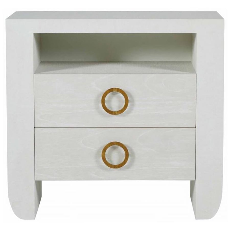 Gabby Sherie White Wood Natural Raffia Gold Metal 2 Drawer Nightstand added by Courtney Shaw