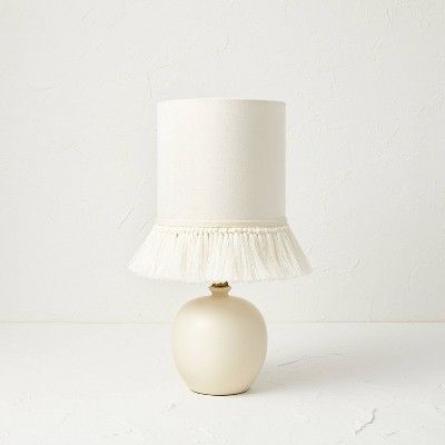 Small Table Lamp with Fringe Shade Off-White (Includes LED Light Bulb) - Opalhouse™ designed with Jungalow™ added by Kira Byler