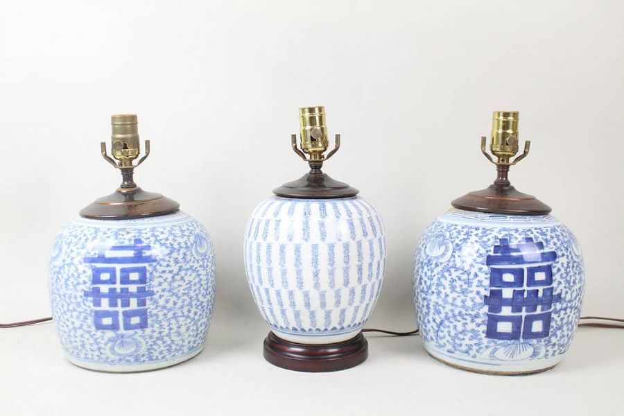 (27) Lot Of 3 Chinese Blue & White Porcelain Ginger Jar Lamps - Oct 14, 2023 | Public Sale In Ny added by Madelynn Furlong