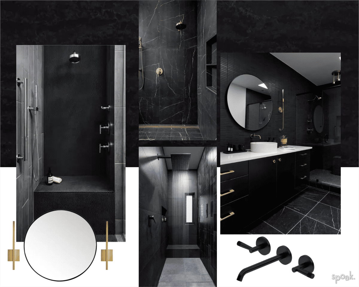 Dark Bathroom Inspiration designed by Rileigh Florshinger