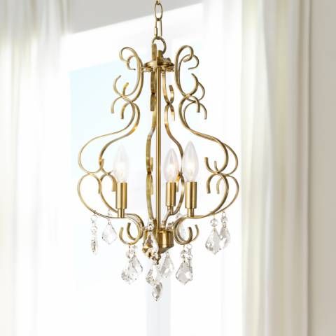 Marley 13" Wide Gold Metal and Crystal 3-Light Chandelier - #91T32 | Lamps Plus added by Sandy Schargel Interiors