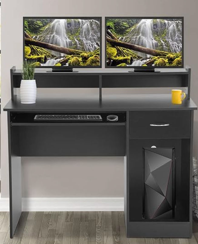 PayLessHere Office Desk, Computer Desk with Drawers Keyboard Tray 43" Study Writing Desks for Home with Storage Shelves, Desks & Workstations added by Rim Berradi