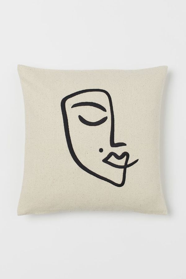 Embroidered Cushion Cover - Light beige/face - Home All | H&M US added by Spoak Member