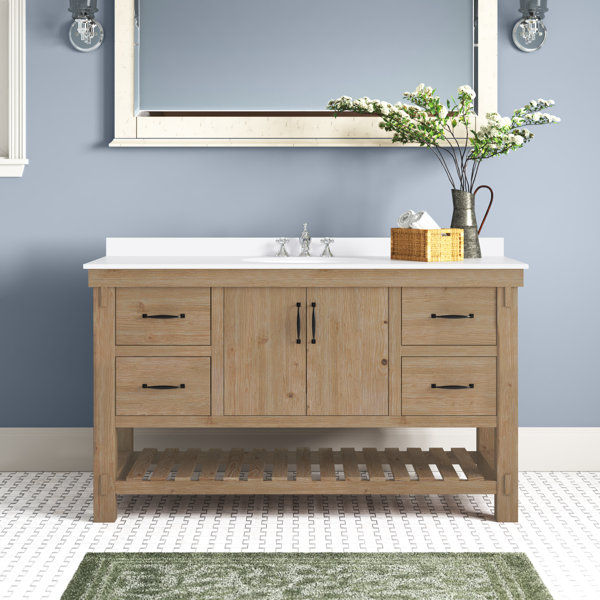 Sanor 55'' Free-standing Single Bathroom Vanity with Engineered Stone Vanity Top added by Devin Manning