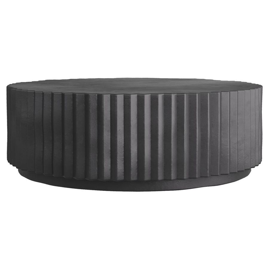 Arteriors Reese Industrial Loft Black Ribbed Concrete Round Coffee Table added by Lauren Elle Jones