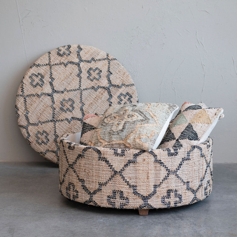 Wildon Home Pierro Upholstered Ottoman with 6 Pillows, 36"dia x 18.5'h added by Kate Lynn Nemett