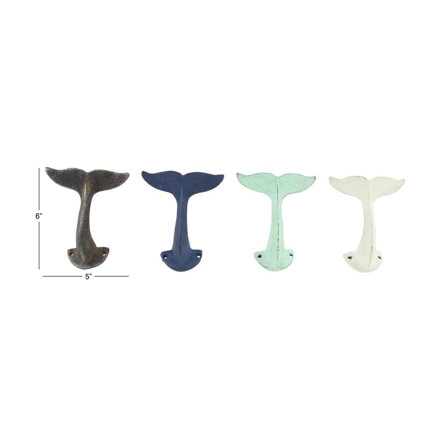 Whale Fluke Multicolored Metal Coastal Wall Hooks added by Katherine Moore
