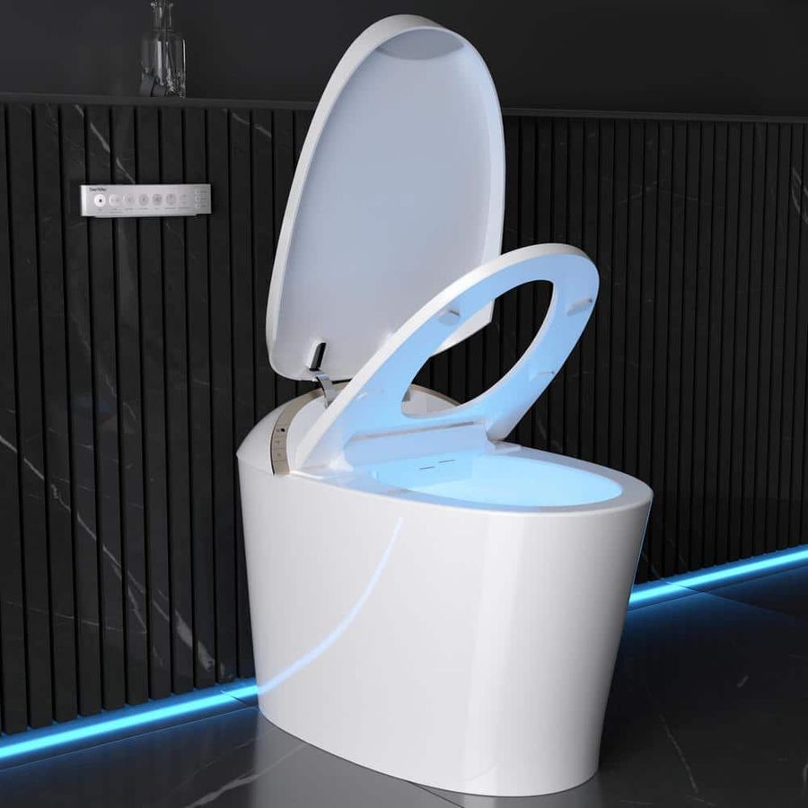 DEERVALLEY Tankless Elongated Smart Toilet Bidet 1.1/1.45 GPF in White with Auto Close/Flush, UV Sterilization, Warm Water, Dryer DV-1S0160-V3 - The Home Depot added by Danielle Lambert