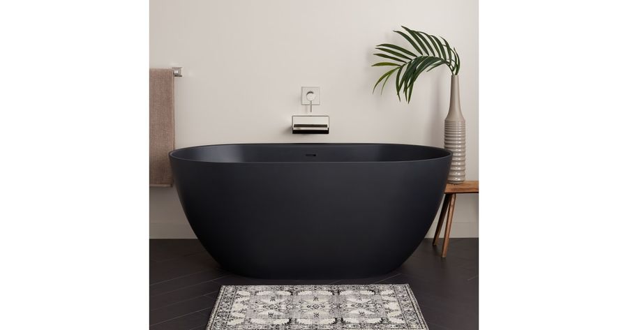 Signature Hardware 480480 Catino 66" Solid Surface Soaking Freestanding Tub with Integrated Drain and Overflow - Matte Black / Matte Black | Build.com added by Gail Gregori
