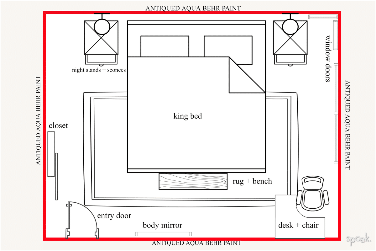 Rectanglar Bedroom Floor Plan designed by Hannah Petterson