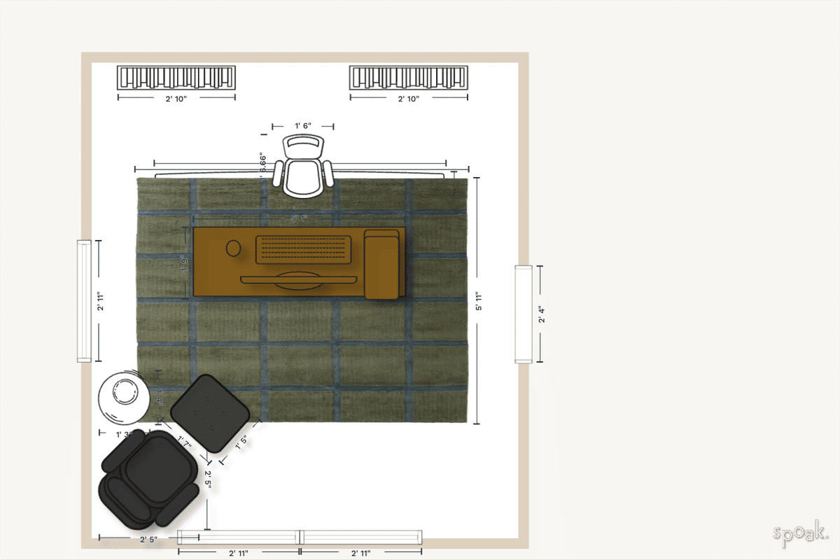 Medium Square Office Plan designed by LESLIE ADKINS