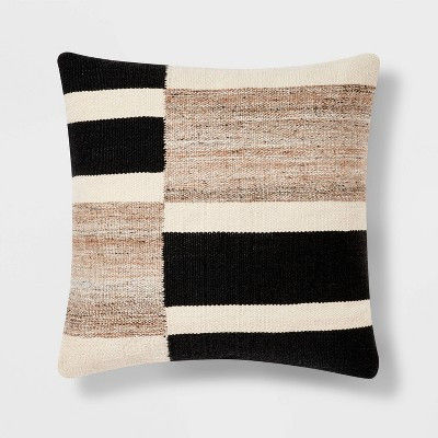Oversized Blocked Woven Square Throw Pillow Black - Threshold added by Katie Carpenter