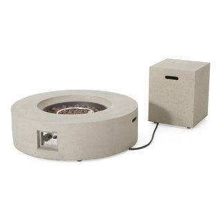 GDF Studio Hearth Circular 50K BTU Outdoor Gas Fire Pit Table With Tank Holder - Contemporary - Fire Pits - by GDFStudio | Houzz added by Katharine Maxwell