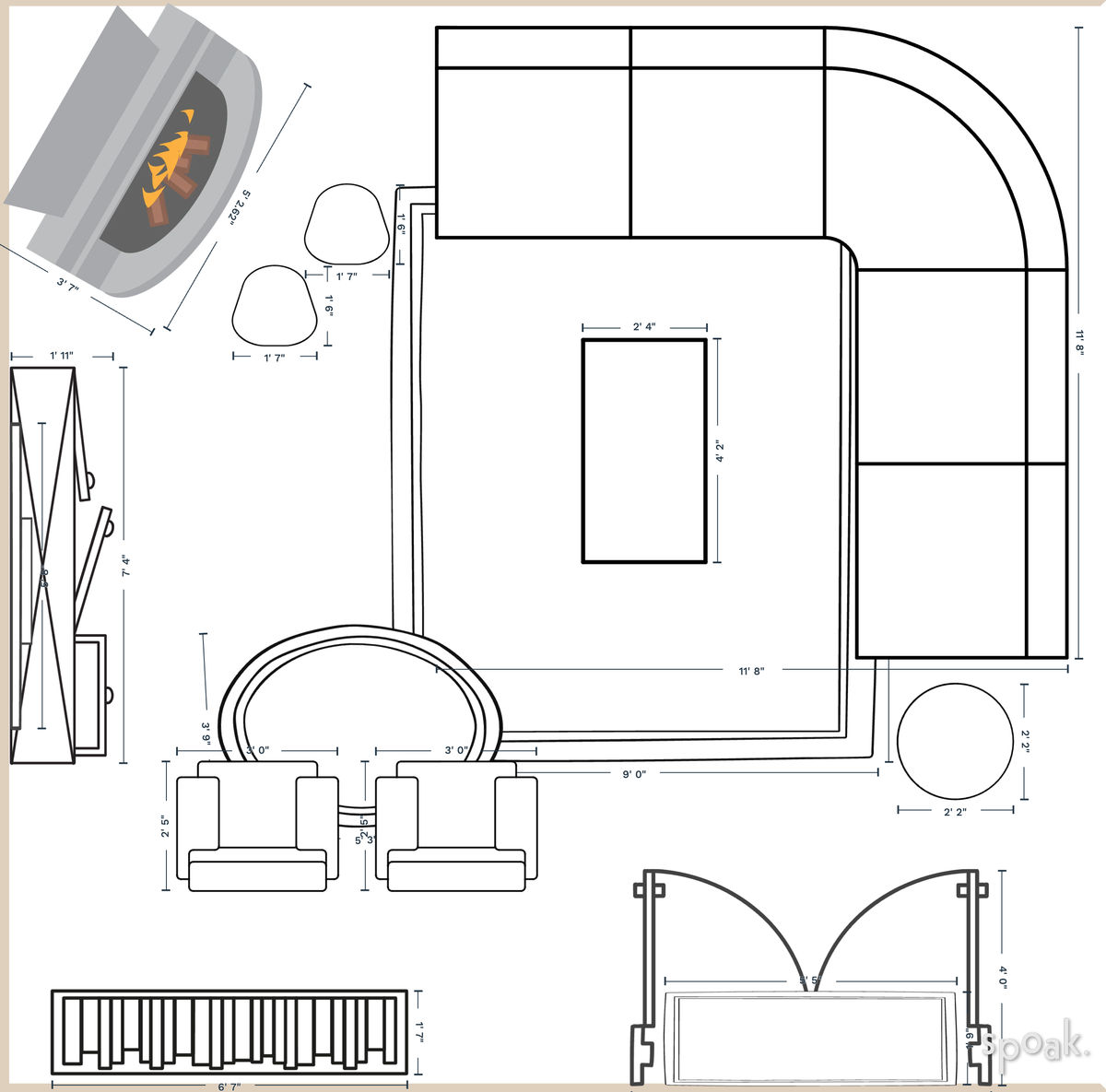 Large Family Room Plan designed by Dakota Hansen