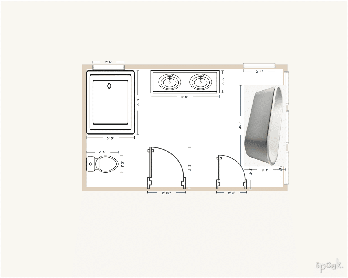 Jack And Jill Half Bathroom Plan designed by Emily Burke