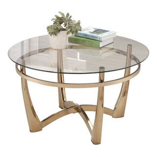 ACME Orlando II Round Glass Top Coffee Table in Champagne - Contemporary - Coffee Tables - by Homesquare | Houzz added by Tara Biondo