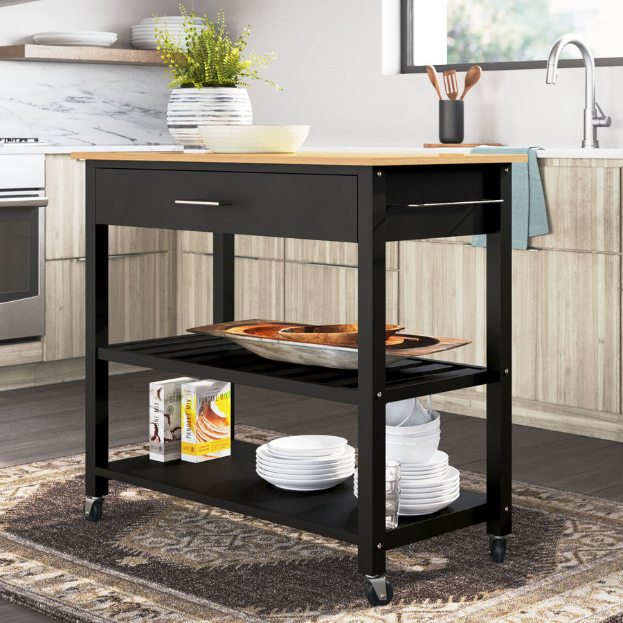 Wade Logan® Aresha Kitchen Island Cart With Storage,Rolling Kitchen Island Side Table On Wheels With Large Worktop,Storage Cabinet,Towel Rack,Drawers And Open Shelves For Kitchen,Dinning Room & Reviews | Wayfair added by Preston Houser