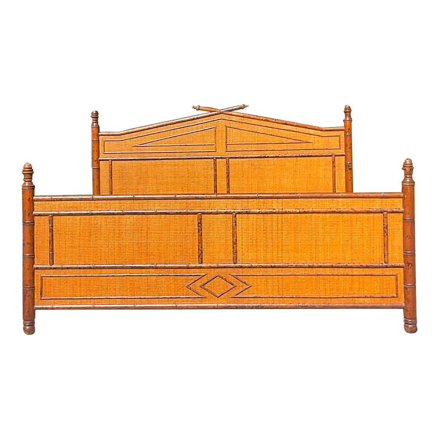 Late 20th Century Vintage Boho Burnt Bamboo King Size Bed Frame added by Serena Finnerty