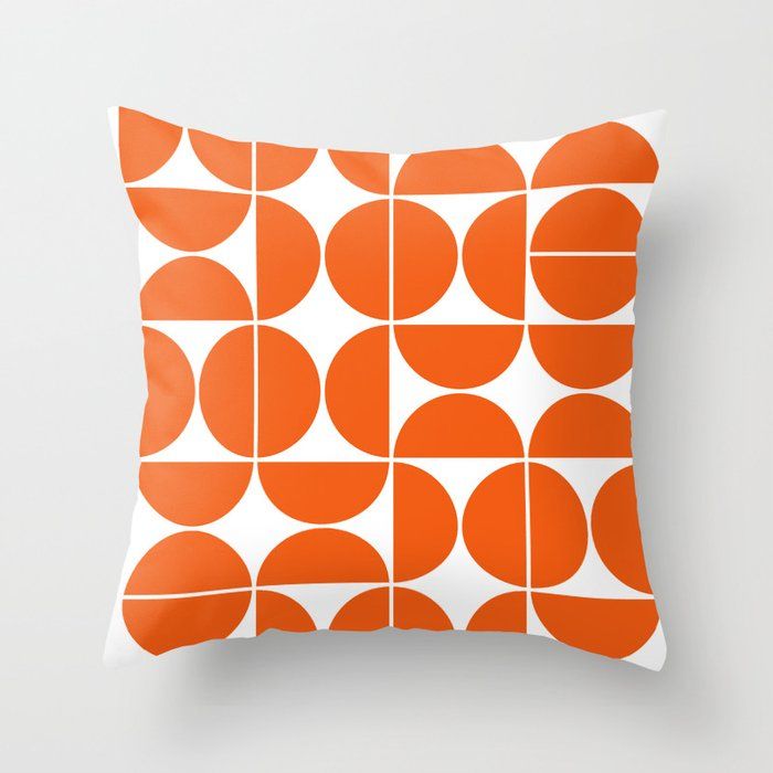 Mid Century Modern Geometric 04 Orange Throw Pillow by The Old Art Studio added by Emily Tessier