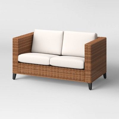 Brookfield Steel Wicker Outdoor Patio Loveseat Light Brown - Threshold™ added by Michelle Rosenhouse
