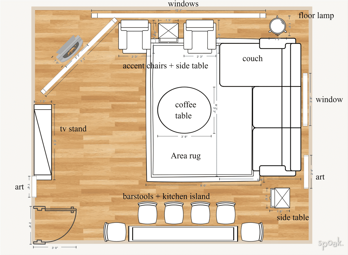 Great Room Floor Plan designed by Hannah Petterson