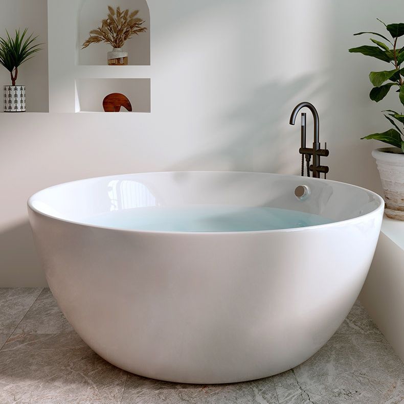 Round White Acrylic-Fiberglass Bathtub Soaking Freestanding Bath Tub added by Heather Aoun