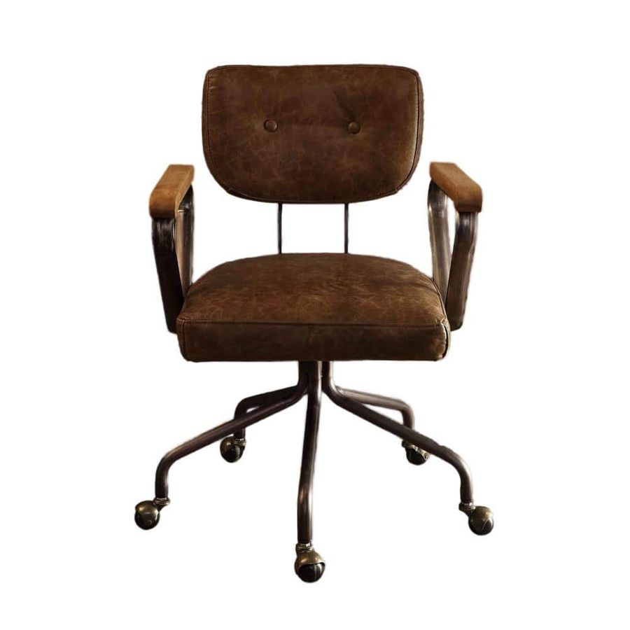 Brown Leather Office Chair with Vintage Whiskey Top Grain Leather LKL-412-L2 - The Home Depot added by Haylee Gibson