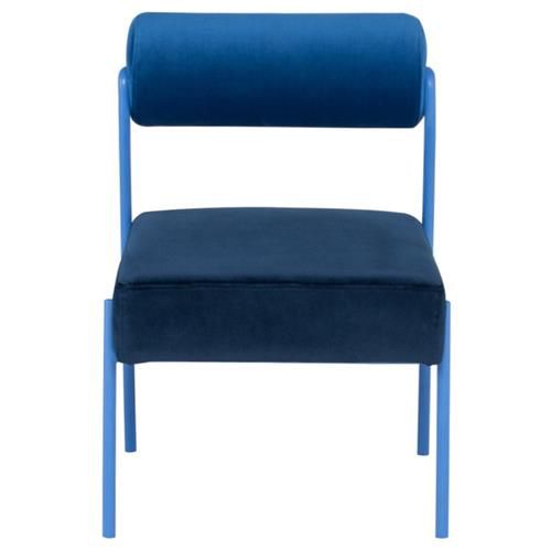 Mila Industrial Loft Blue Velour Seat Bolster Steel Leg Dining Side Chair added by HUNTER THOMPSON
