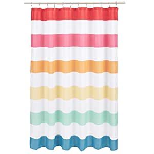 Amazon Basics Fun and Playful Rainbow Banded Stripe Printed Pattern Kids Microfiber Bathroom Shower Curtain - Rainbow Banded Stripe, 72 Inch added by Spoak Member