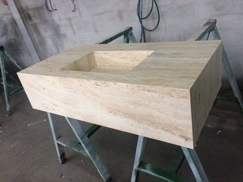 Custom Rectangle Travertine Sink, Wall Mount Marble Sink Basin, Bathroom and Kitchen Stone Washbasin, Powder Room Sinks Vanity Top - Etsy added by Daniella Tosca