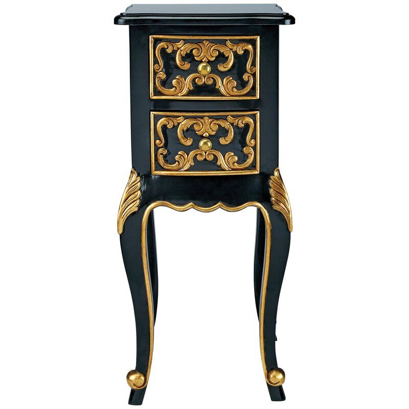 Rococo Baroque 32'' Tall Solid Wood 2 - Drawer End Table added by Riley O'Bryan