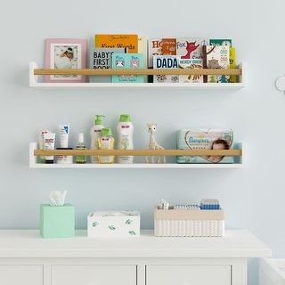 Wallniture Madrid Kids Bookcases, Wall Shelves for Nursery Decor, 36", White, Set of 2 - Bed Bath & Beyond - 35821182 added by Karleigh Miller
