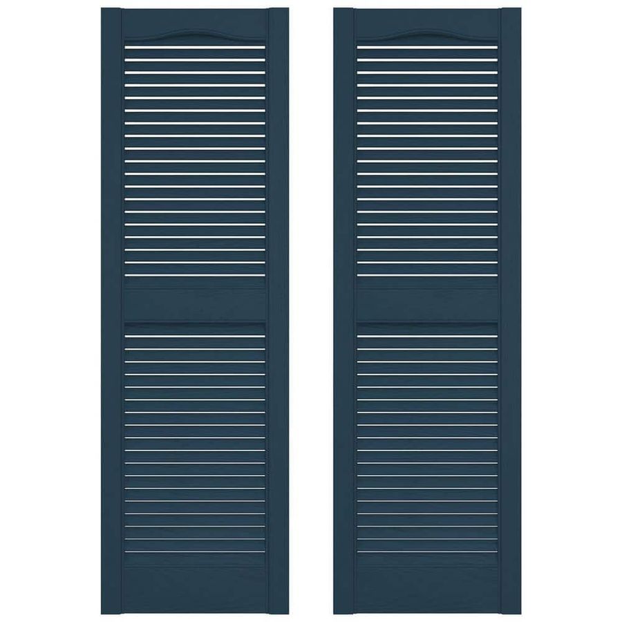 Builders Edge 14.5 in. x 52 in. Louvered Vinyl Exterior Shutters Pair in Classic Blue 010140052036 - The Home Depot added by Tayler Jennings