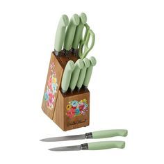 The Pioneer Woman 11-Piece Stainless Steel Knife Block Set, Sage added by kristin cavender