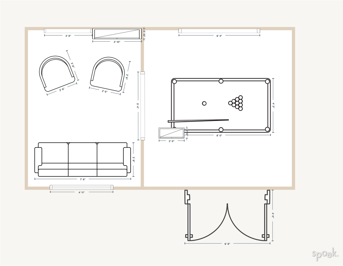 Game Room Floor Plan designed by Eileen Preston