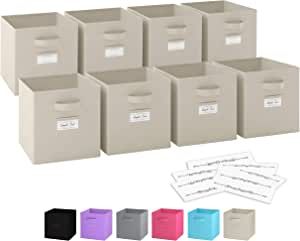 11 Inch Storage Cubes (Set Of 8) Storage Baskets | Features Dual Handles & 10 Label Window Cards | Cube Storage Bins | Foldable Fabric Closet Shelf Organizer | Drawer Organizers And Storage (Beige) added by Stephanie Northrop